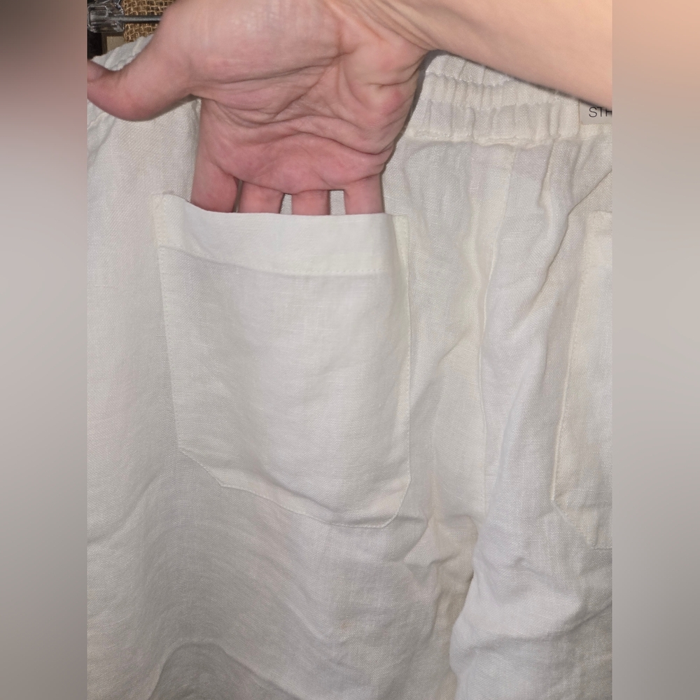 NWT Women's Merona White Midrise Relaxed Hip And Thigh Linen Pants Size XL - Picture 11 of 11